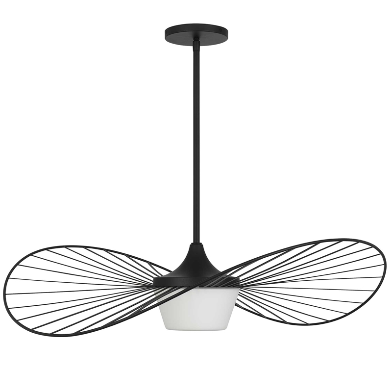 Bowery Hill Modern 34-inch LED Outdoor Steel Pendant in Black