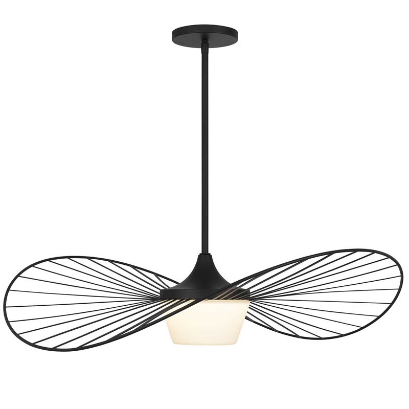 Bowery Hill Modern 34-inch LED Outdoor Steel Pendant in Black