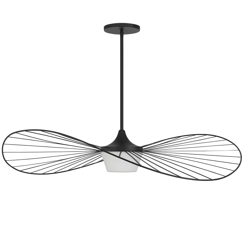 Bowery Hill Modern 44-inch LED Outdoor Steel Pendant in Black