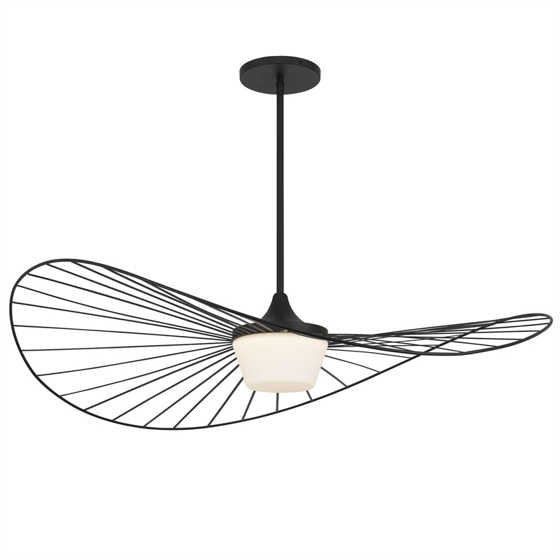 Bowery Hill Modern 44-inch LED Outdoor Steel Pendant in Black
