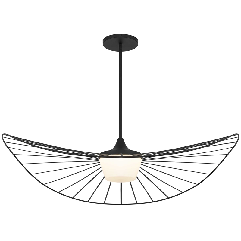 Bowery Hill Modern 44-inch LED Outdoor Steel Pendant in Black