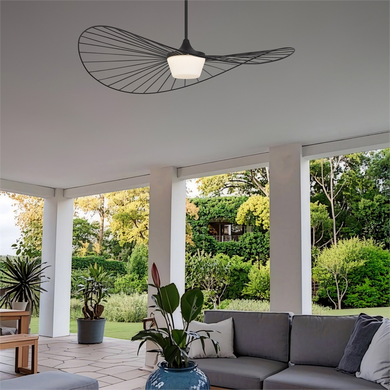 Bowery Hill Modern 44-inch LED Outdoor Steel Pendant in Black