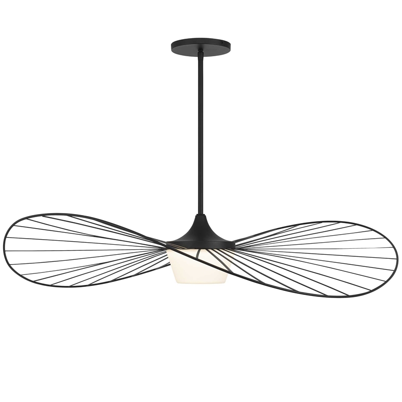 Bowery Hill Modern 44-inch LED Outdoor Steel Pendant in Black