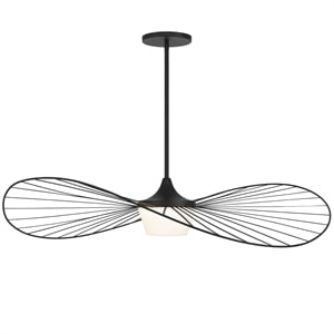 Bowery Hill Modern 44-inch LED Outdoor Steel Pendant in Black