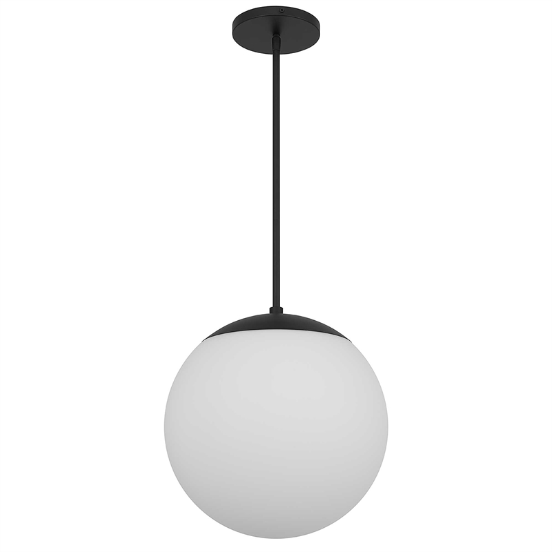 Bowery Hill Modern Aluminum 14-inch LED Outdoor Pendant in Black