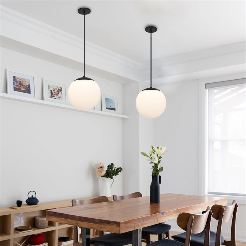 Bowery Hill Modern Aluminum 14-inch LED Outdoor Pendant in Black