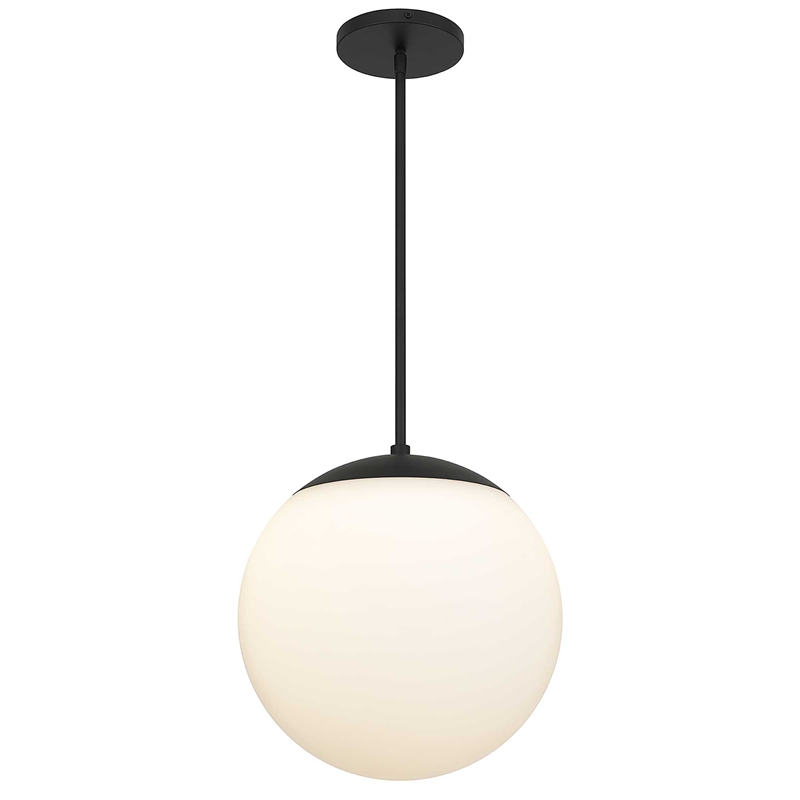 Bowery Hill Modern Aluminum 14-inch LED Outdoor Pendant in Black