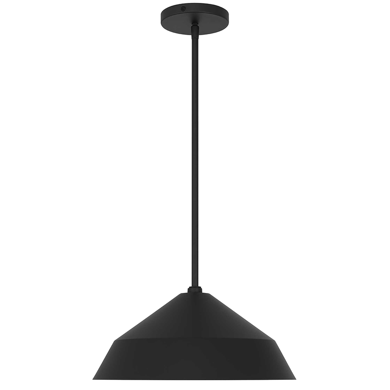 Bowery Hill Modern Aluminum 14-inch LED Outdoor Pendant in Black