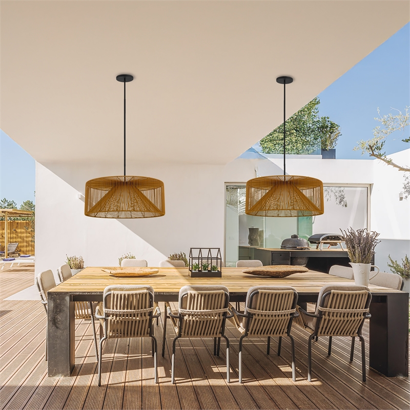 Bowery Hill Modern Aluminum 30-inch LED Outdoor Pendant in Black