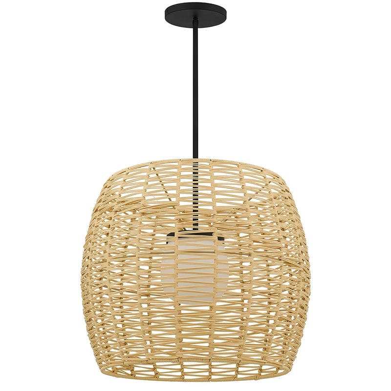 Bowery Hill Modern Aluminum 24-inch LED Outdoor Pendant in Black