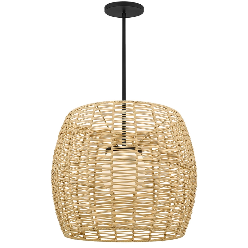 Bowery Hill Modern Aluminum 24-inch LED Outdoor Pendant in Black