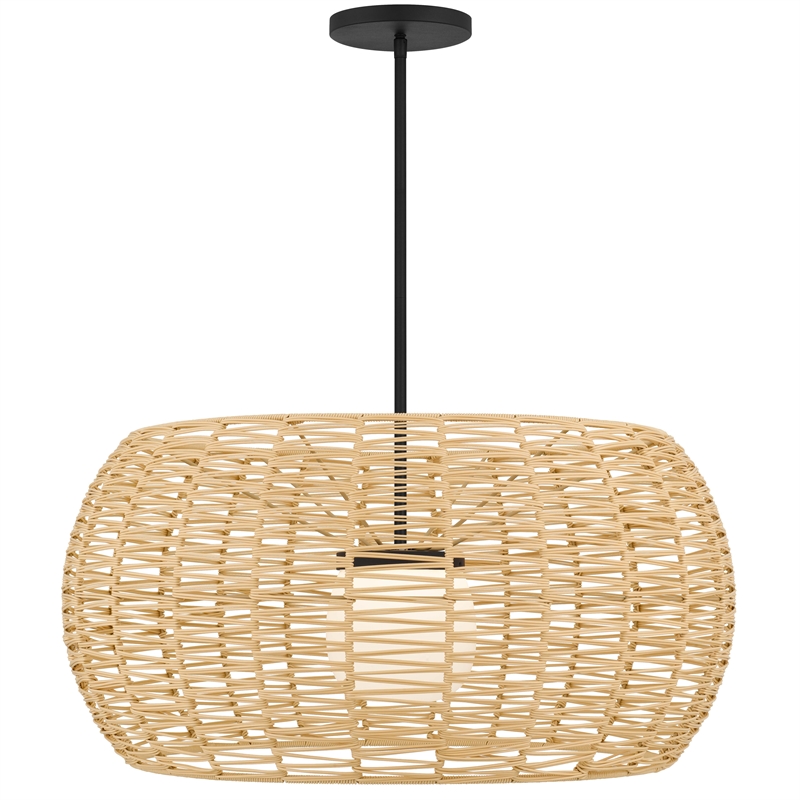 Bowery Hill Modern Aluminum 32-inch LED Outdoor Pendant in Black