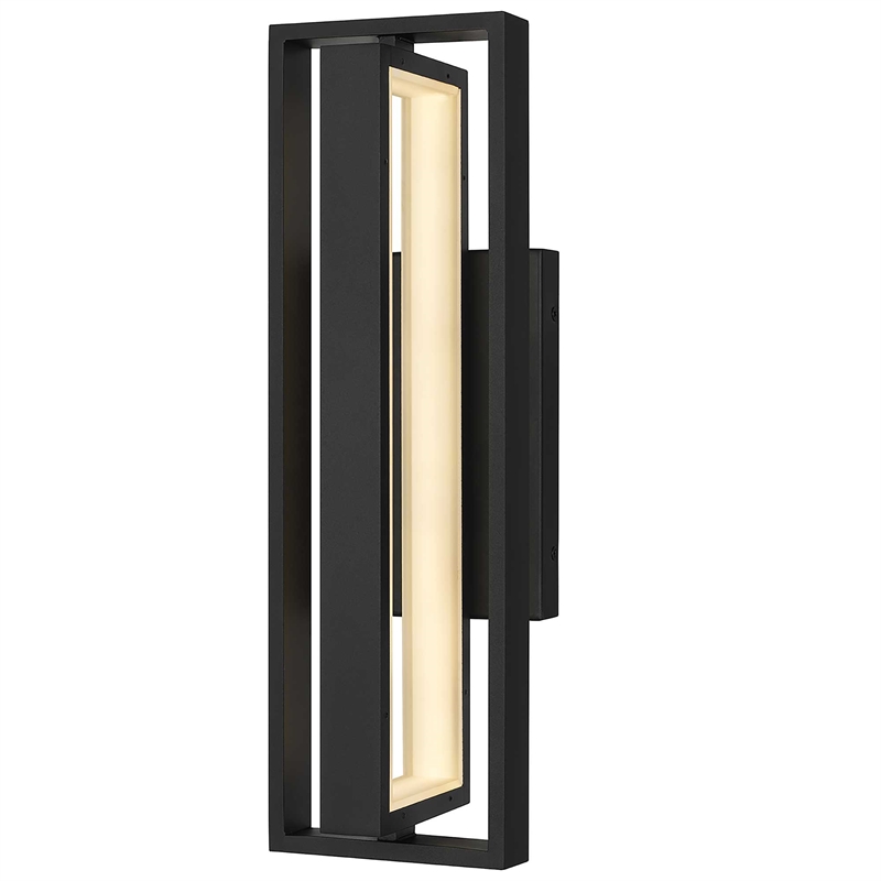 Bowery Hill Modern Aluminum In & Out LED Outdoor Wall Light in Black