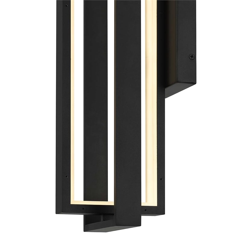 Bowery Hill Modern Aluminum In & Out LED Outdoor Wall Light in Black