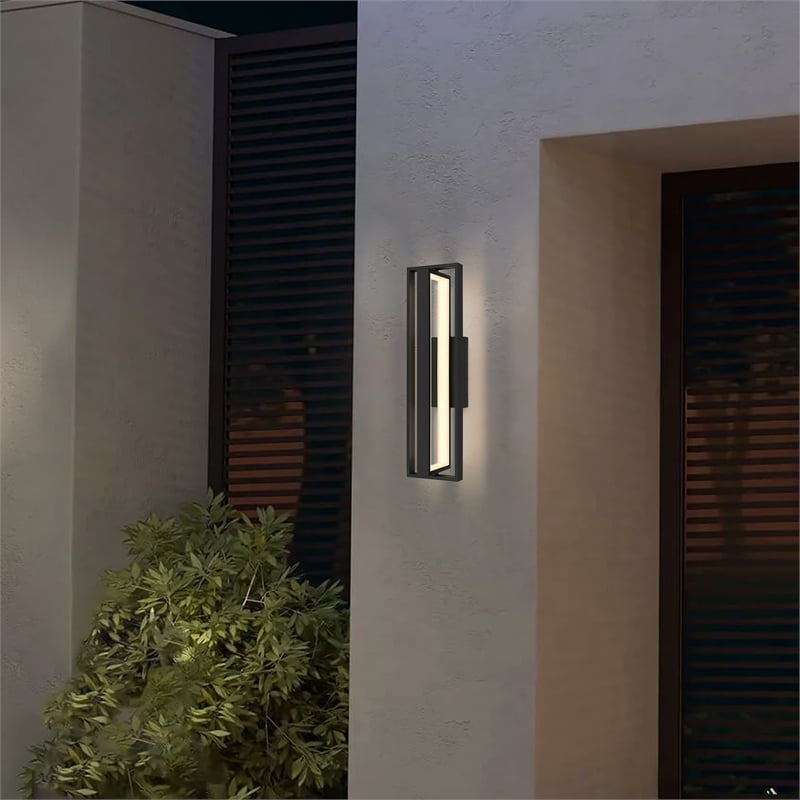 Bowery Hill Modern Aluminum In & Out LED Outdoor Wall Light in Black