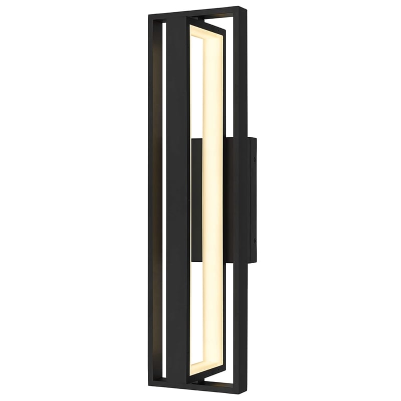 Bowery Hill Modern Aluminum In & Out LED Outdoor Wall Light in Black