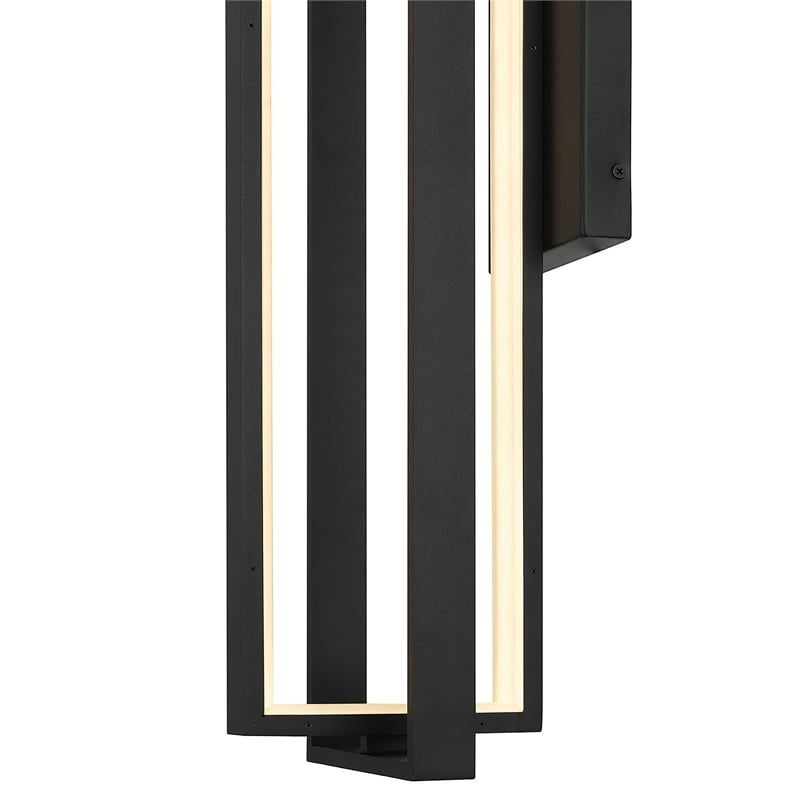 Bowery Hill Modern Aluminum In & Out LED Outdoor Wall Light in Black