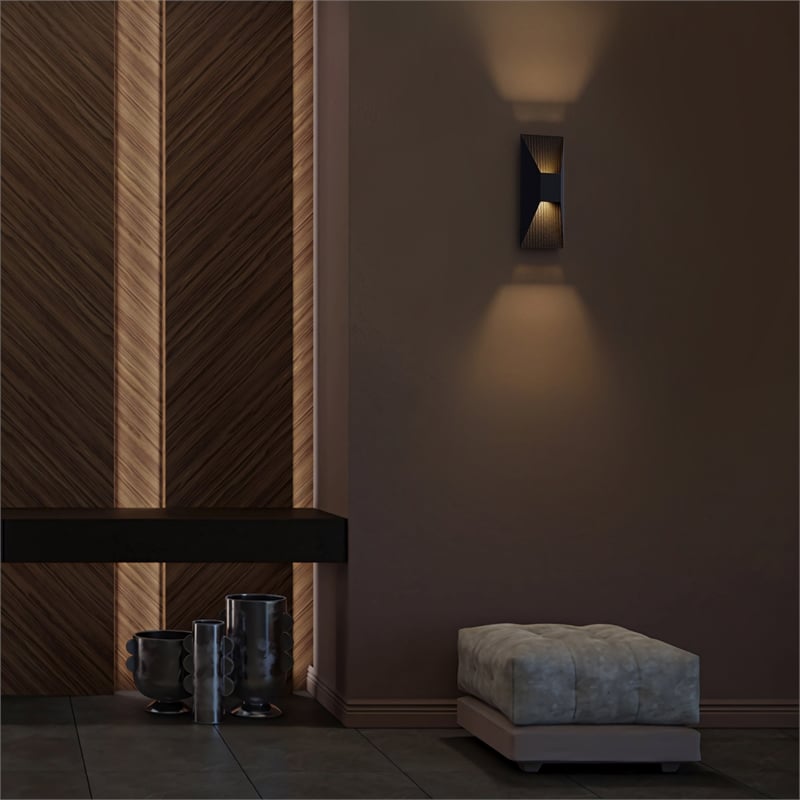 Bowery Hill Modern 12-inch Aluminum LED Outdoor Wall Light Black