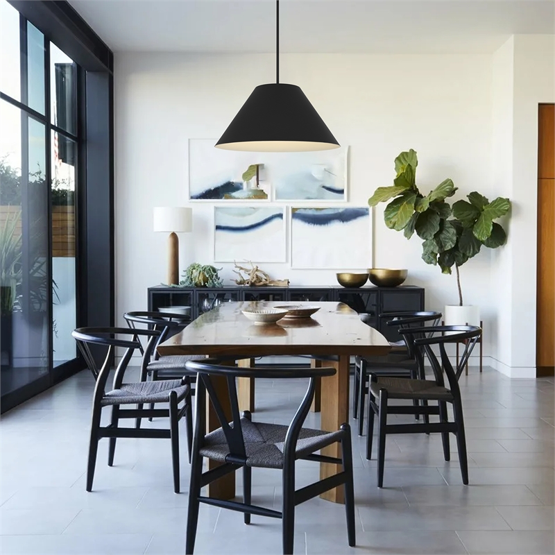 Bowery Hill Modern Aluminum 22-inch LED Outdoor Pendant in Black