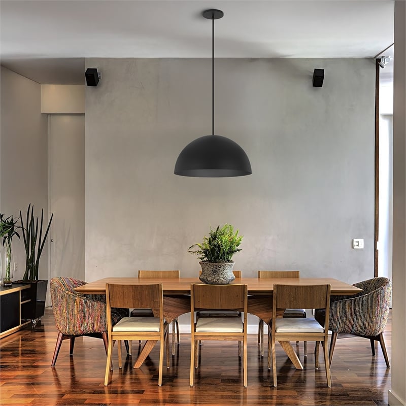 Bowery Hill Modern Aluminum Half 24-inch LED Outdoor Pendant in Black