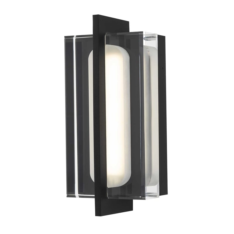 Bowery Hill Modern 14.5-inch Aluminum LED Outdoor Wall Light Black