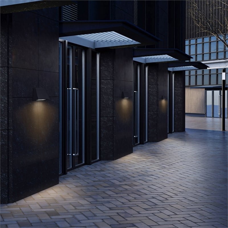 Bowery Hill Modern 6-inch Aluminum LED Outdoor Wall Light Black