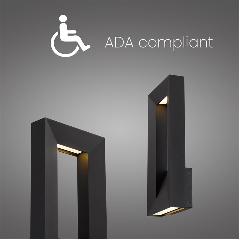Bowery Hill Modern 16-inch Aluminum LED Outdoor Wall Light Black