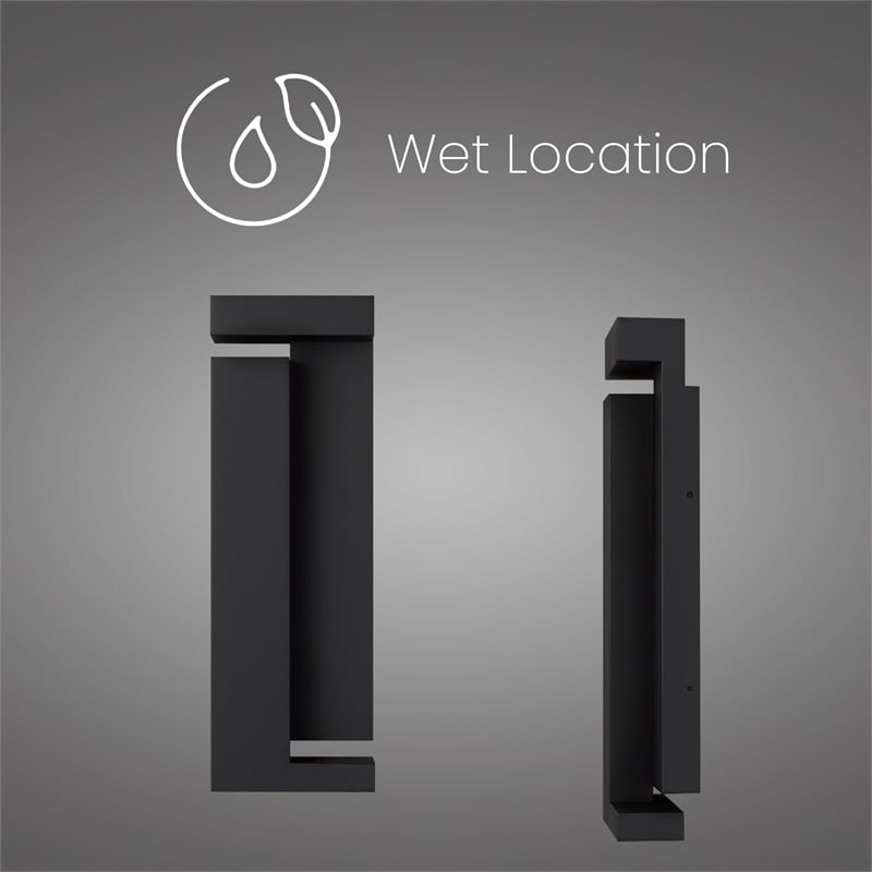 Bowery Hill Modern 18-inch Stainless Steel LED Outdoor Wall Light Black
