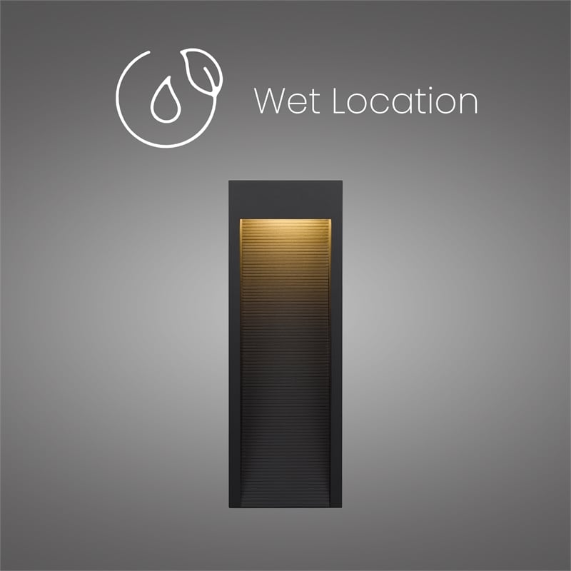 Bowery Hill Modern 16-inch Stainless Steel LED Outdoor Wall Light Black