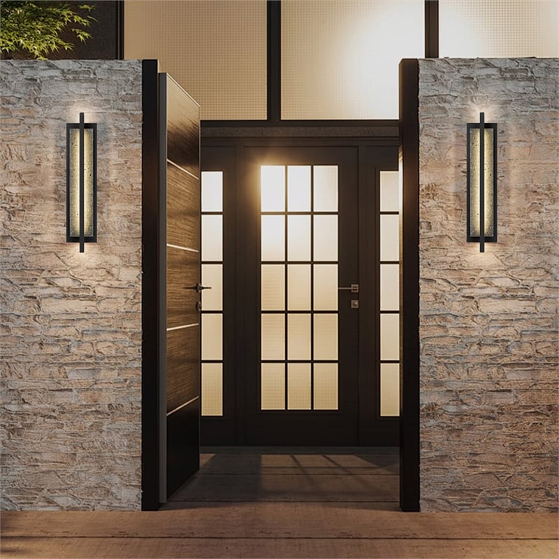 Bowery Hill Modern Aluminum Black 24-inch LED Outdoor Wall Light