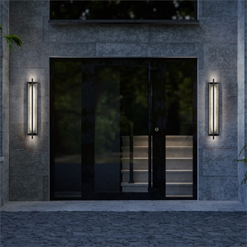 Bowery Hill Modern Aluminum Black 32-inch LED Outdoor Wall Light