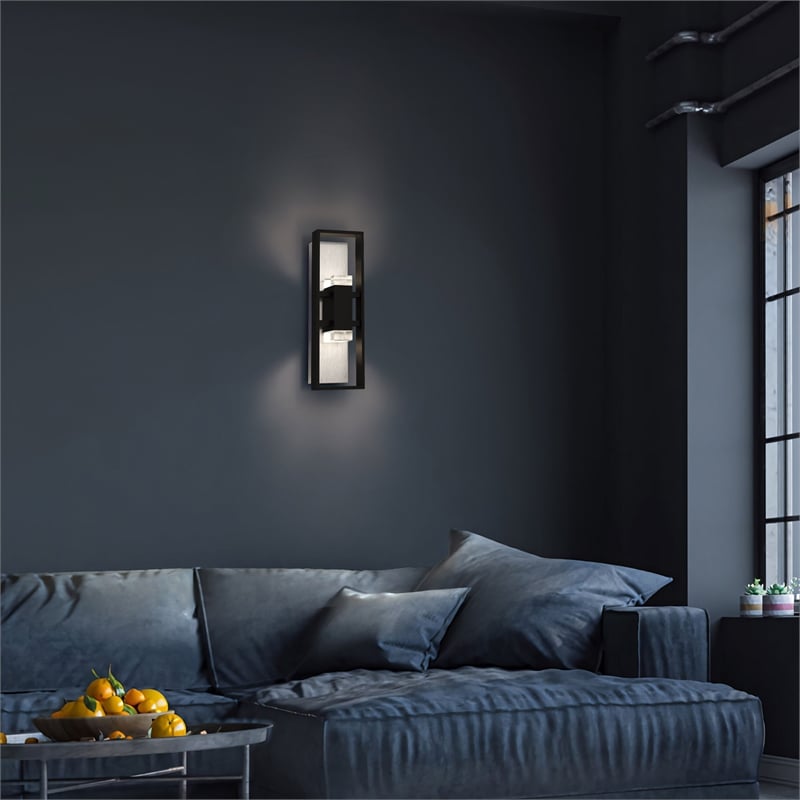Bowery Hill Modern Aluminum Black 18-inch LED Outdoor Wall Light