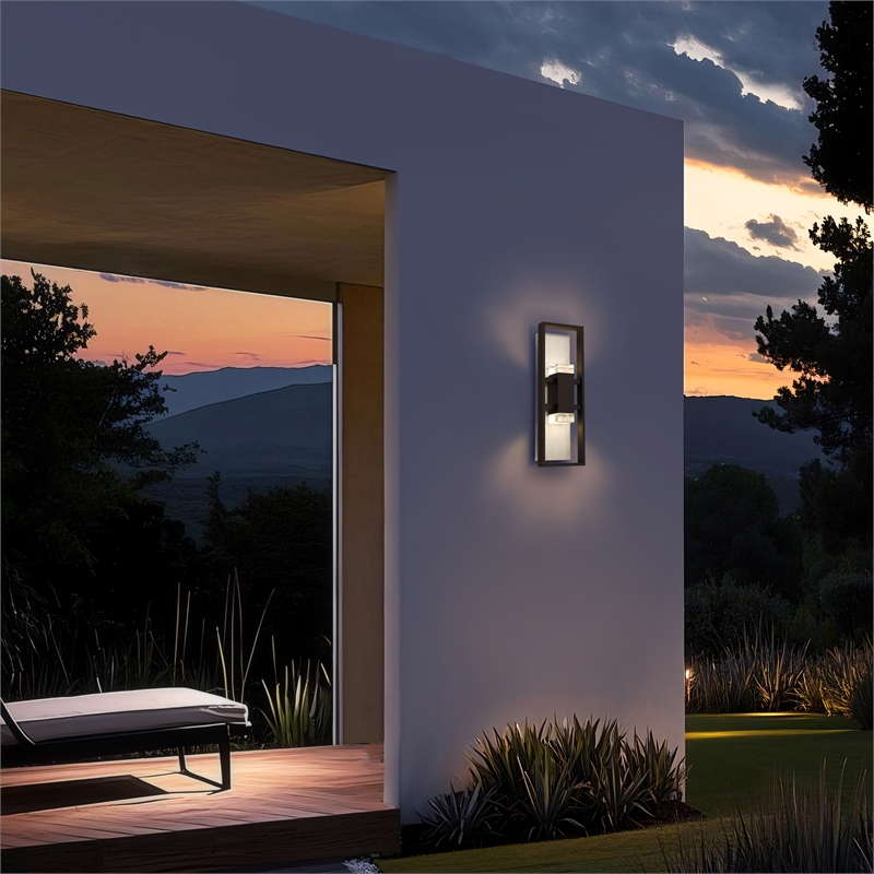 Bowery Hill Modern Aluminum Black 18-inch LED Outdoor Wall Light