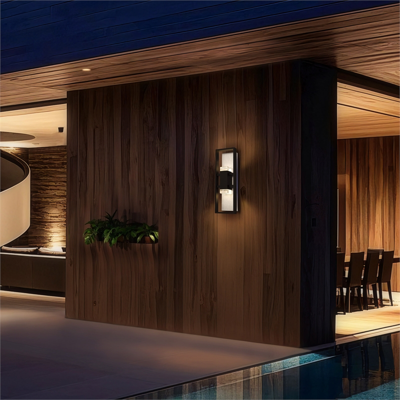 Bowery Hill Modern Aluminum Black 18-inch LED Outdoor Wall Light