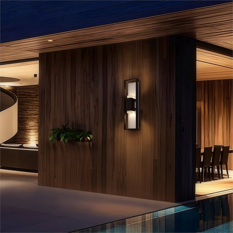 Bowery Hill Modern Aluminum Black 24-inch LED Outdoor Wall Light