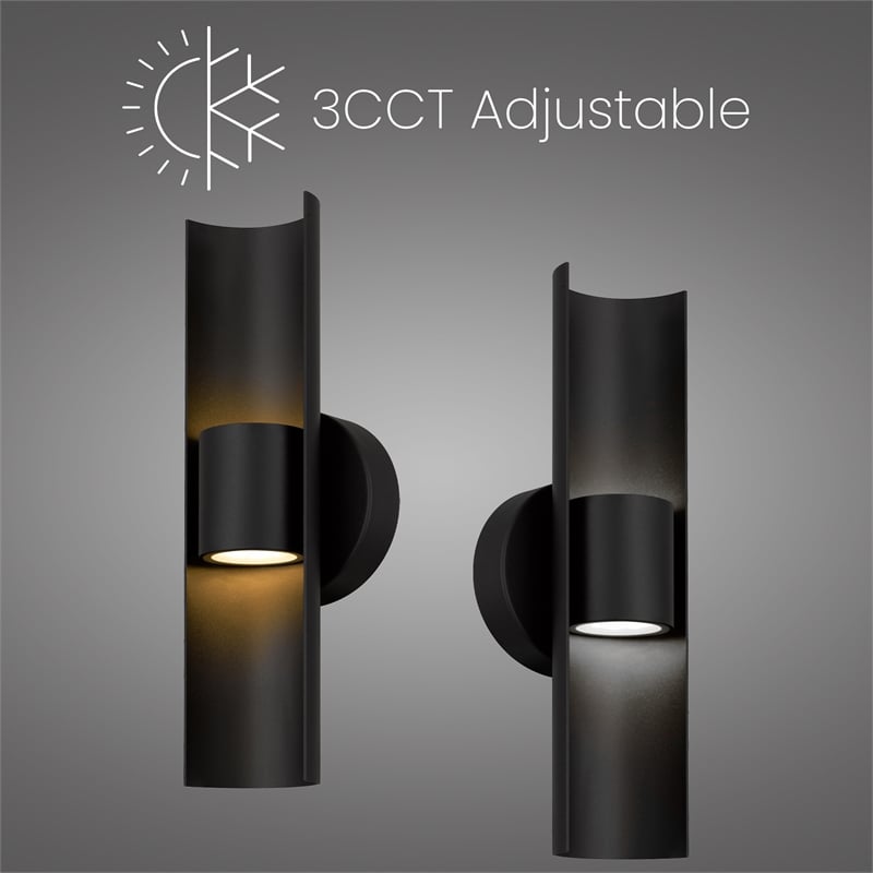 Bowery Hill Modern Aluminum 14-inch CCT LED Outdoor Wall Sconce