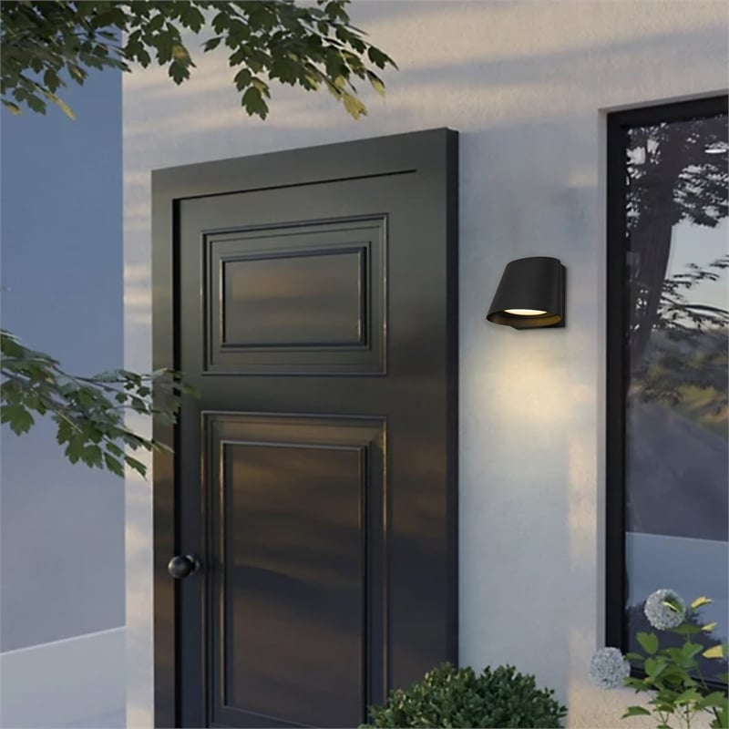 Bowery Hill Modern 6.5-inch LED Aluminum Outdoor Wall Light Black