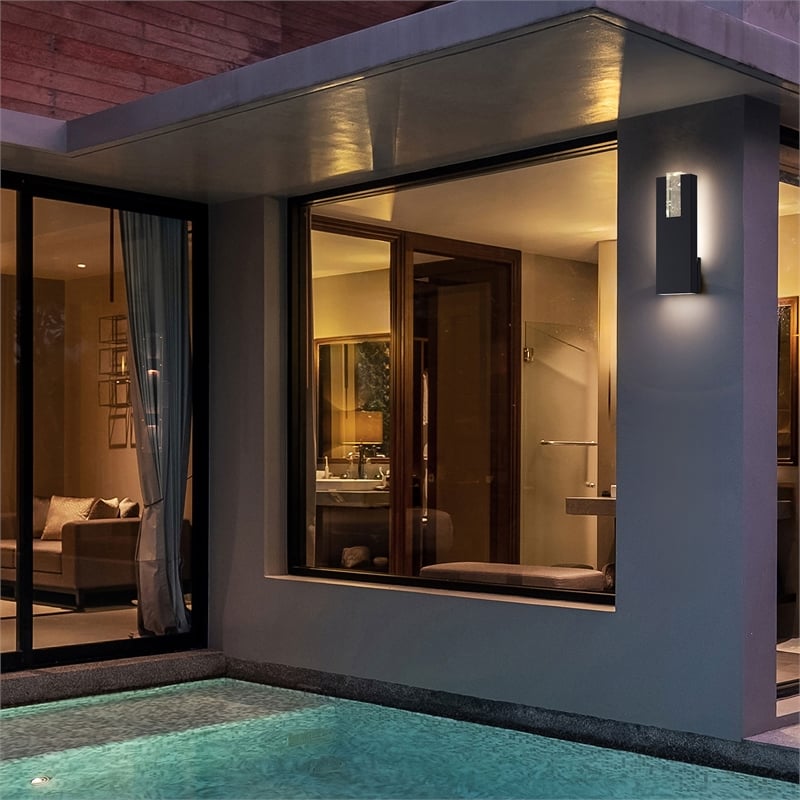 Bowery Hill Modern Aluminum Black 18-inch LED Outdoor Wall Light