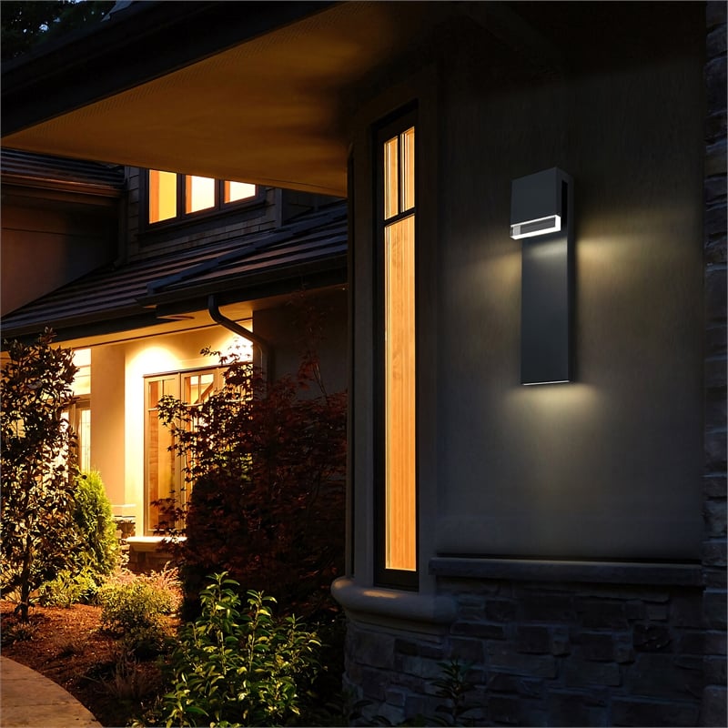 Bowery Hill Modern Aluminum Black 24-inch LED Outdoor Wall Light