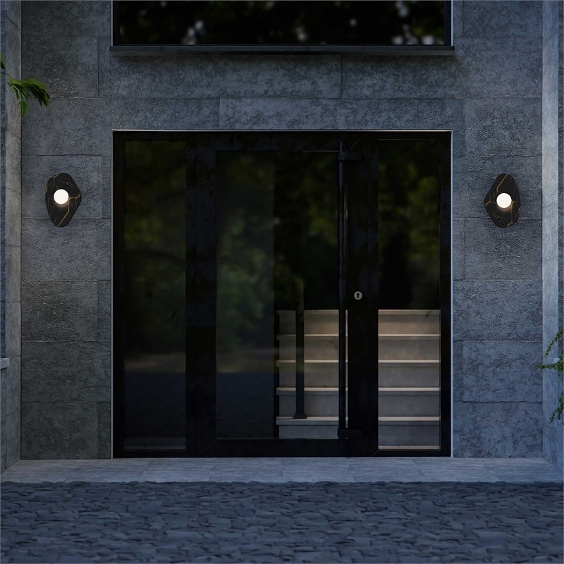 Bowery Hill Modern Aluminum Black 12-inch LED Outdoor Wall Light