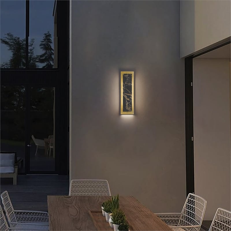 Bowery Hill Modern 18-inch Aluminum and Marble LED Outdoor Wall Light