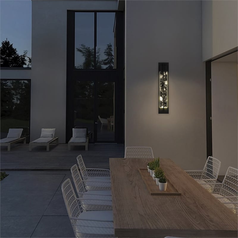Bowery Hill Modern Aluminum Black 32-inch LED Outdoor Wall Light