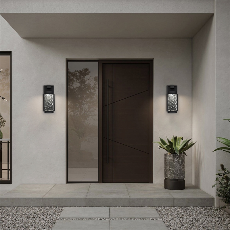 Bowery Hill Modern Aluminum Black 12-inch LED Outdoor Wall Light