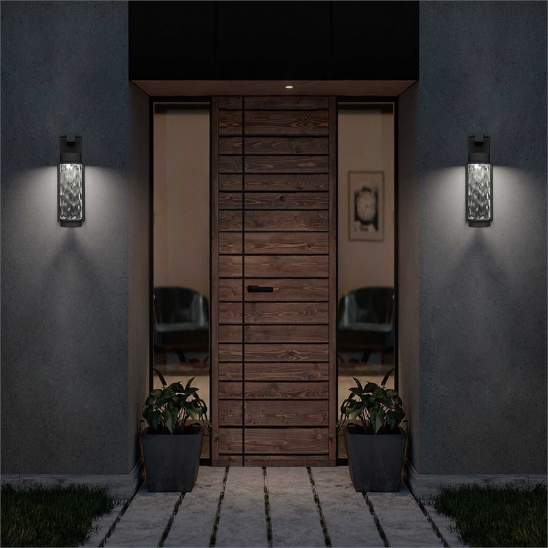 Bowery Hill Modern Aluminum Black 12-inch LED Outdoor Wall Light
