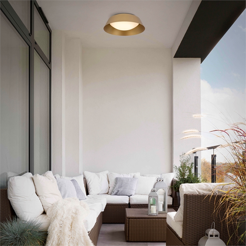 Bowery Hill Modern Aluminum Brass 11-inch LED Outdoor Flush Mount