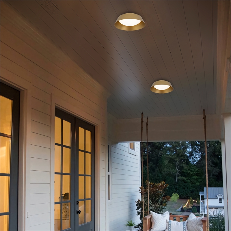 Bowery Hill Modern Aluminum Brass 11-inch LED Outdoor Flush Mount