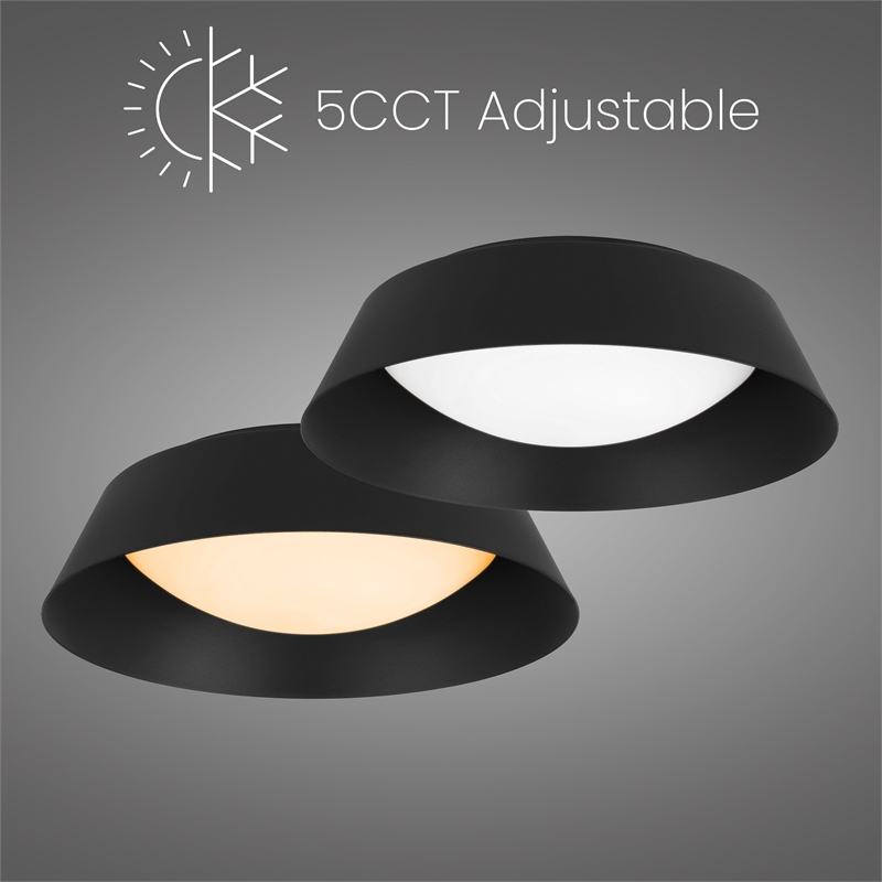 Bowery Hill Modern Aluminum Black 15-inch LED Outdoor Flush Mount