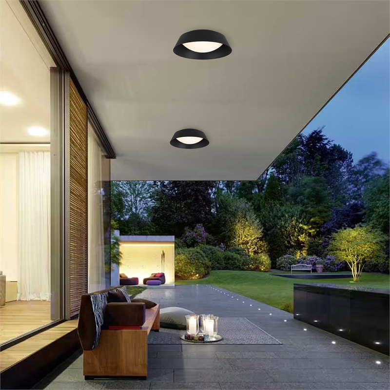 Bowery Hill Modern Aluminum Black 15-inch LED Outdoor Flush Mount