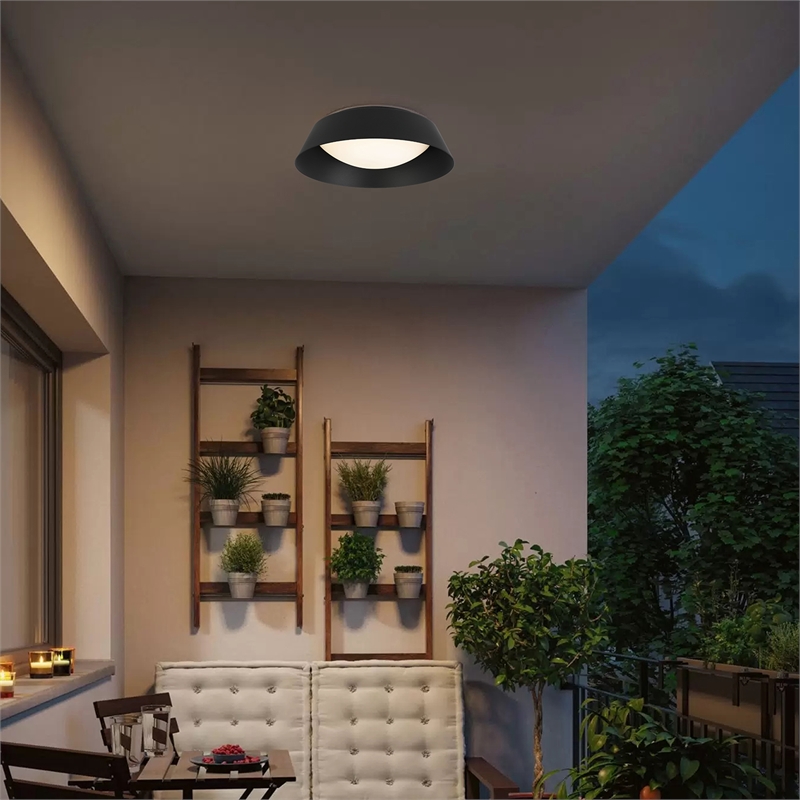 Bowery Hill Modern Aluminum Black 15-inch LED Outdoor Flush Mount