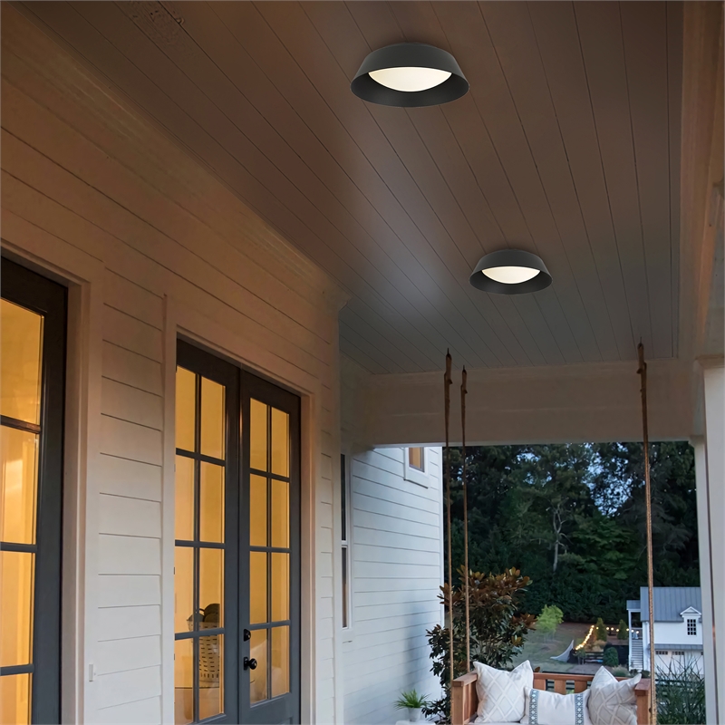 Bowery Hill Modern Aluminum Black 15-inch LED Outdoor Flush Mount